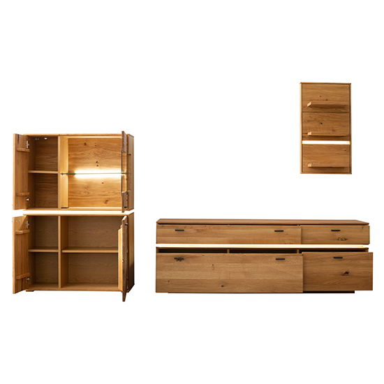 Corlu Wooden Living Room Furniture Set 3 In Oak With LED_4