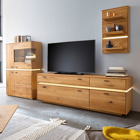 Corlu Wooden Living Room Furniture Set 3 In Oak With LED_5