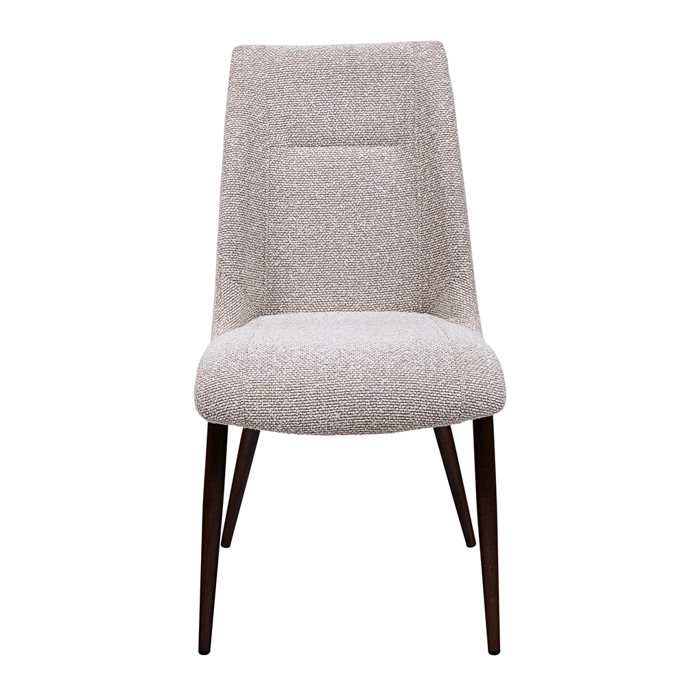 Corlune Natural Yarn Fabric Dining Chairs with Brown Legs in Pair