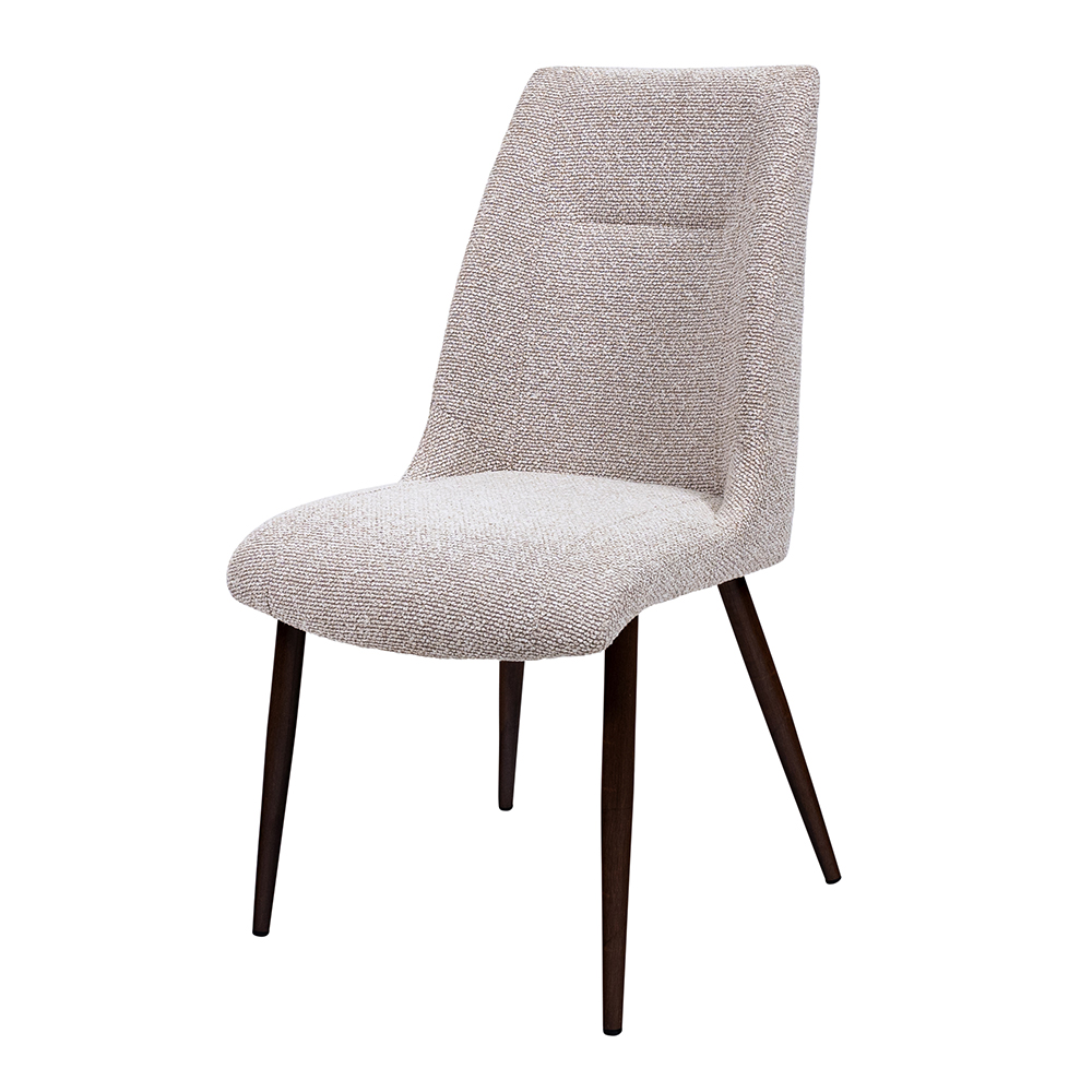 Corlune Natural Yarn Fabric Dining Chairs with Brown Legs in Pair