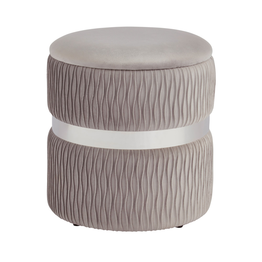 Cormeo Velvet Ottoman Storage Stool in Grey