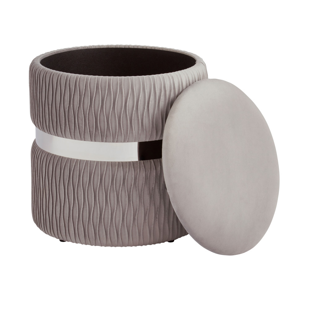 Cormeo Velvet Ottoman Storage Stool in Grey