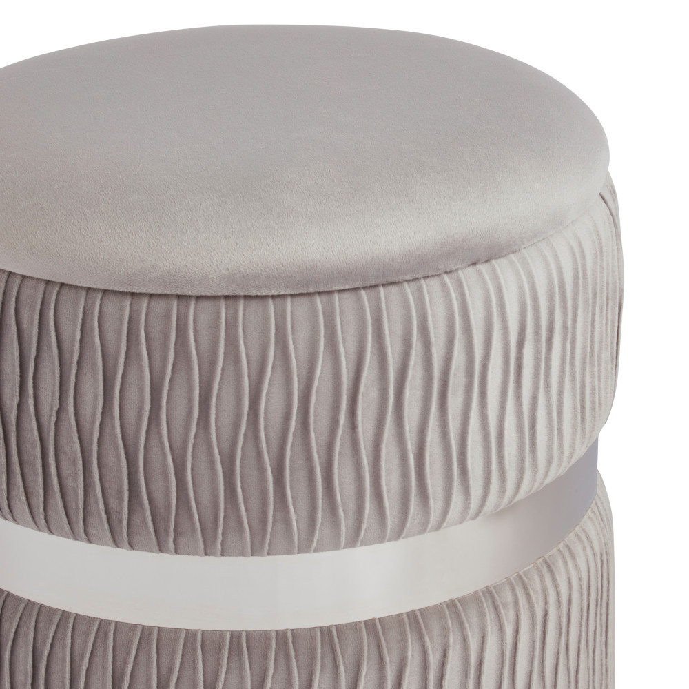 Cormeo Velvet Ottoman Storage Stool in Grey
