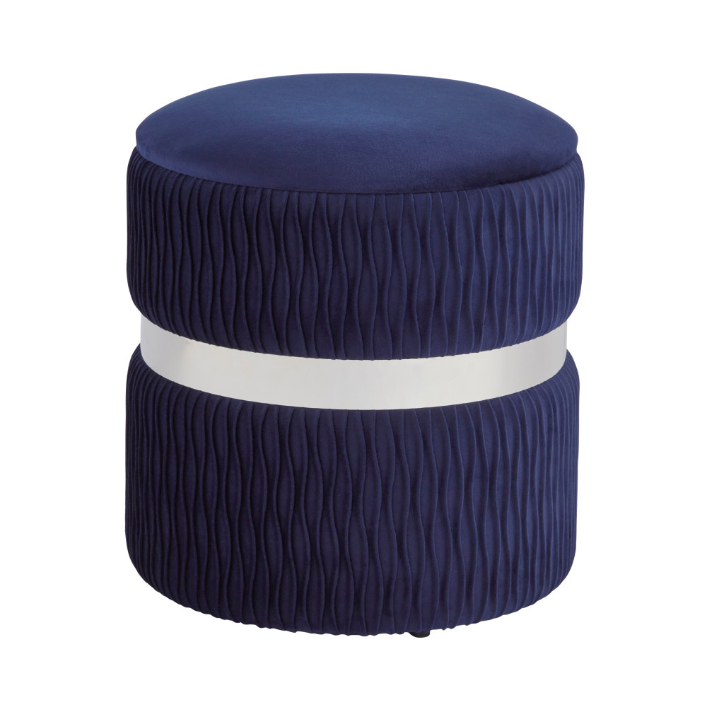 Cormeo Velvet Ottoman Storage Stool in Midnight Blue