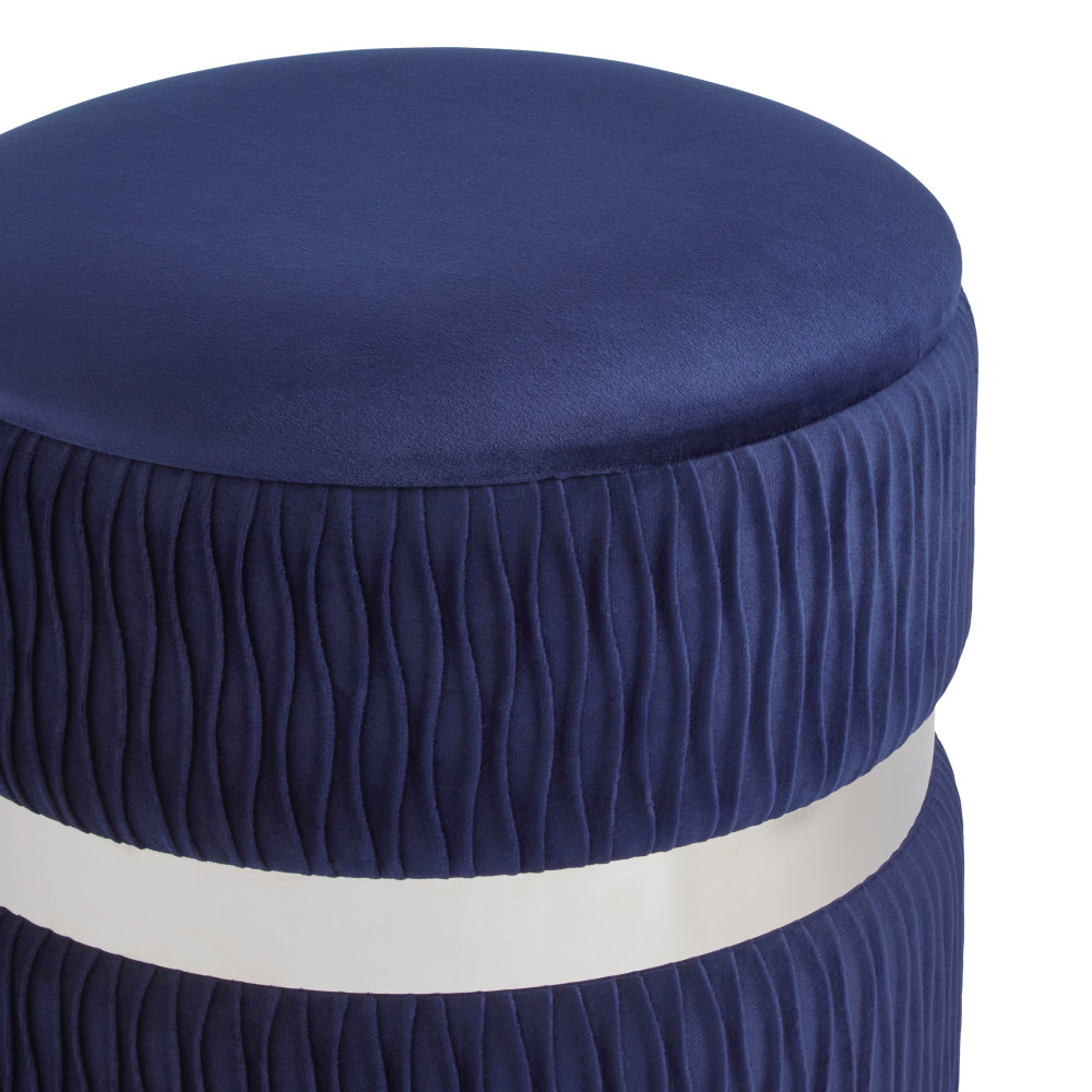 Cormeo Velvet Ottoman Storage Stool in Midnight Blue