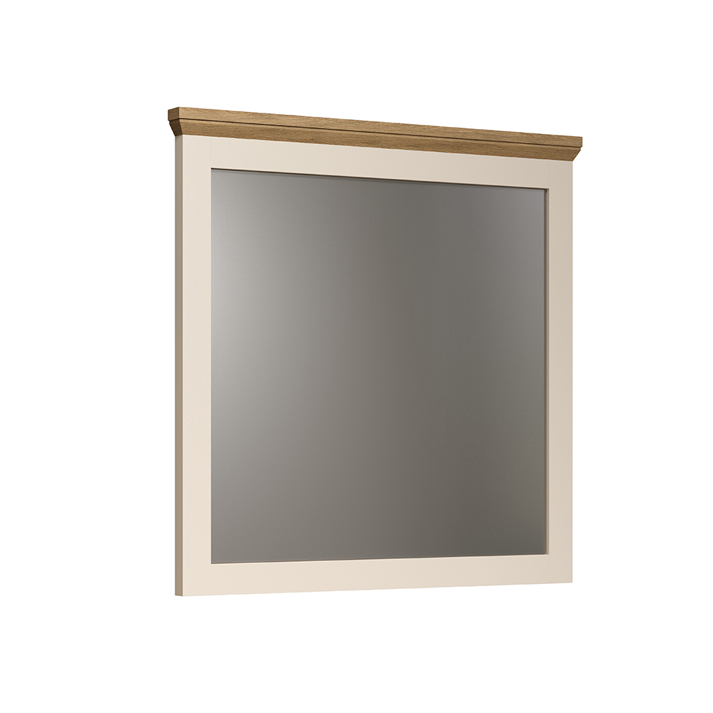 Cormilo Glass Wall Mirror with Wooden Frame in Cashmere and Stone Oak