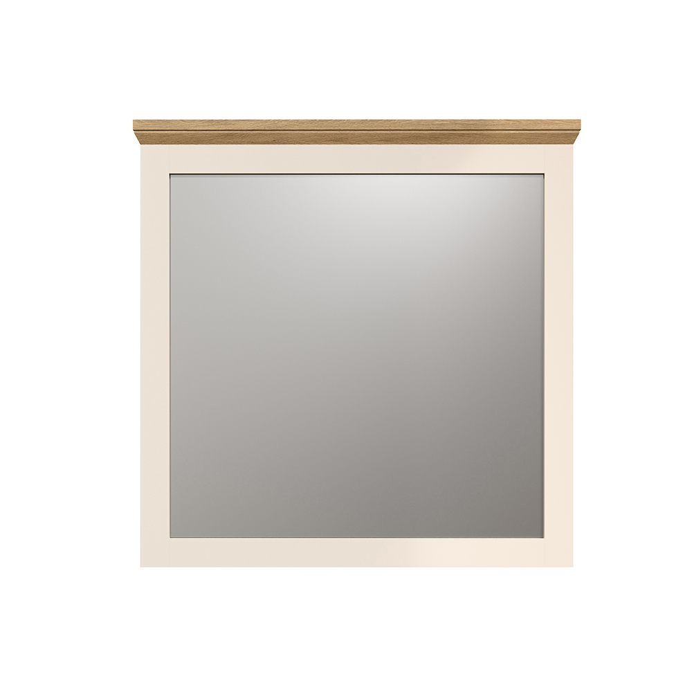 Cormilo Glass Wall Mirror with Wooden Frame in Cashmere and Stone Oak