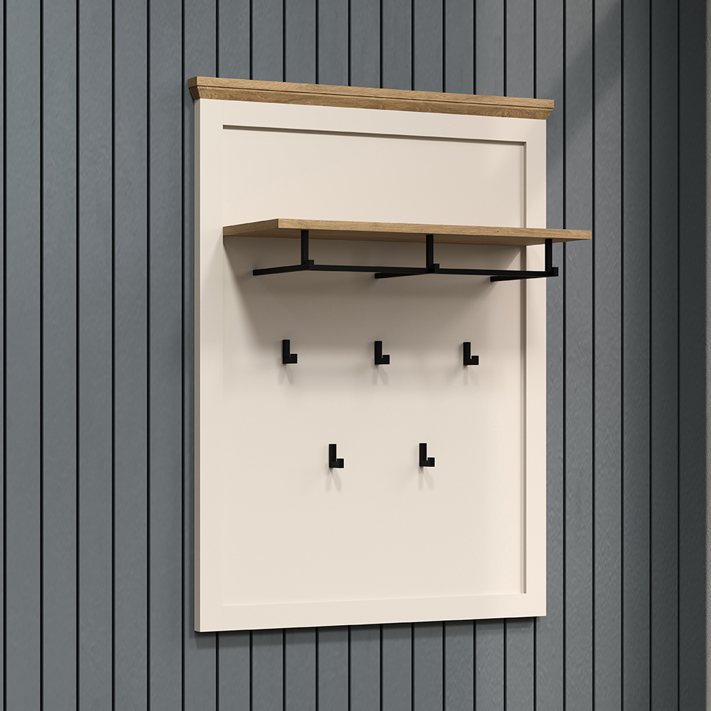 Cormilo Wooden Coat Rack in Cashmere and Stone Oak