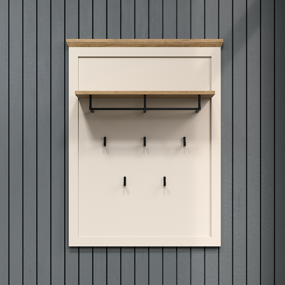 Cormilo Wooden Coat Rack in Cashmere and Stone Oak