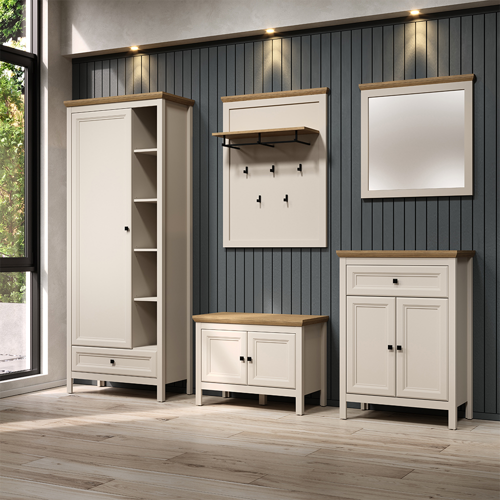 Cormilo Wooden Hallway Furniture Set in Cashmere and Stone Oak