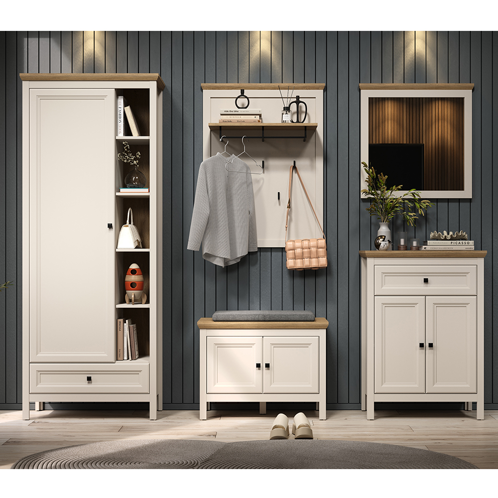 Cormilo Wooden Hallway Furniture Set in Cashmere and Stone Oak