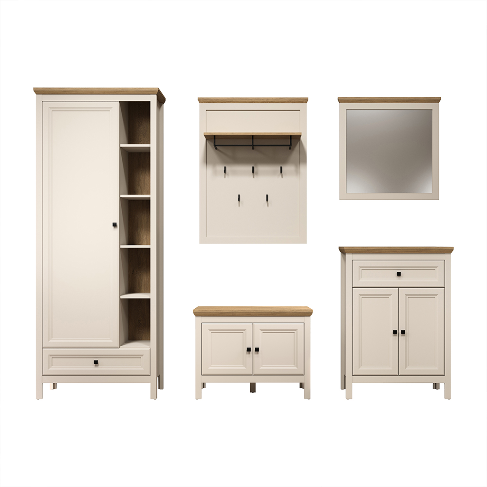Cormilo Wooden Hallway Furniture Set in Cashmere and Stone Oak