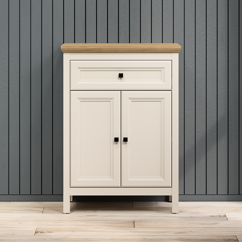 Cormilo Wooden Hallway Storage Cabinet in Cashmere and Stone Oak