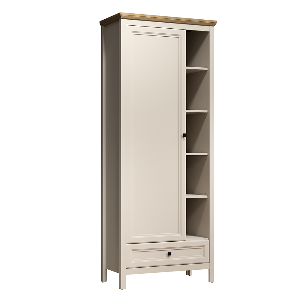 Cormilo Wooden Hallway Wardrobe with 1 Door in Cashmere and Stone Oak