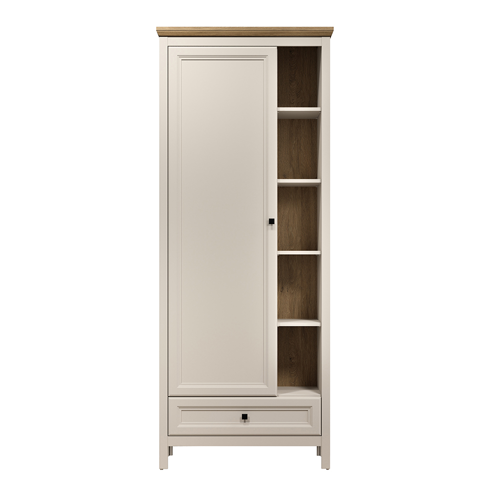 Cormilo Wooden Hallway Wardrobe with 1 Door in Cashmere and Stone Oak