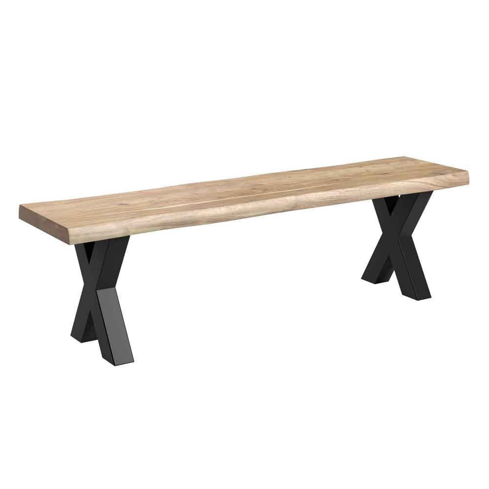 Cormira Acacia Wood Dining Bench with X Shape Legs