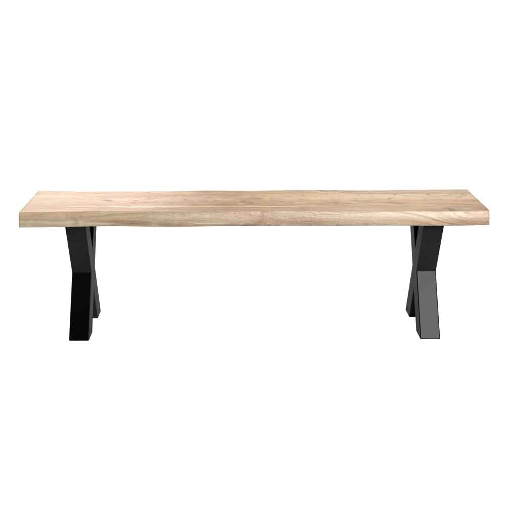 Cormira Acacia Wood Dining Bench with X Shape Legs