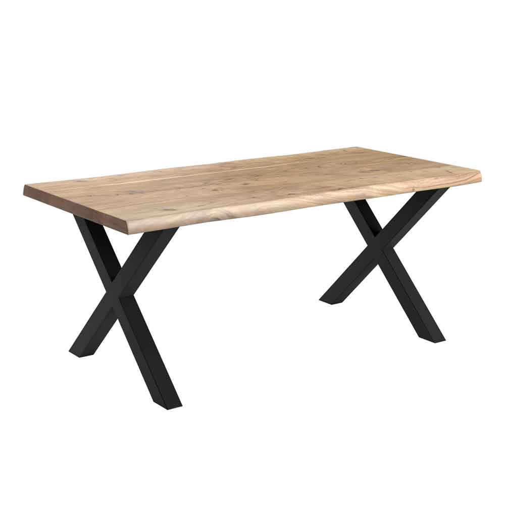 Cormira Acacia Wood Dining Table with X Shape Legs