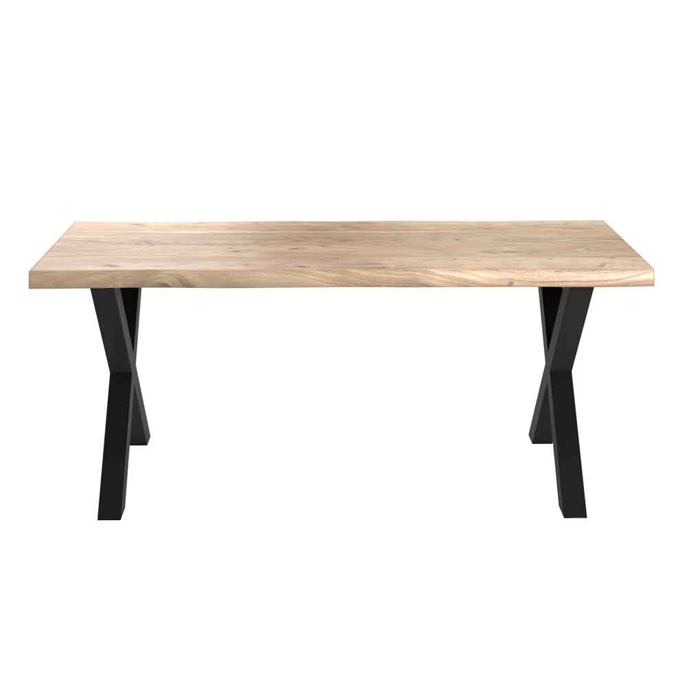 Cormira Acacia Wood Dining Table with X Shape Legs