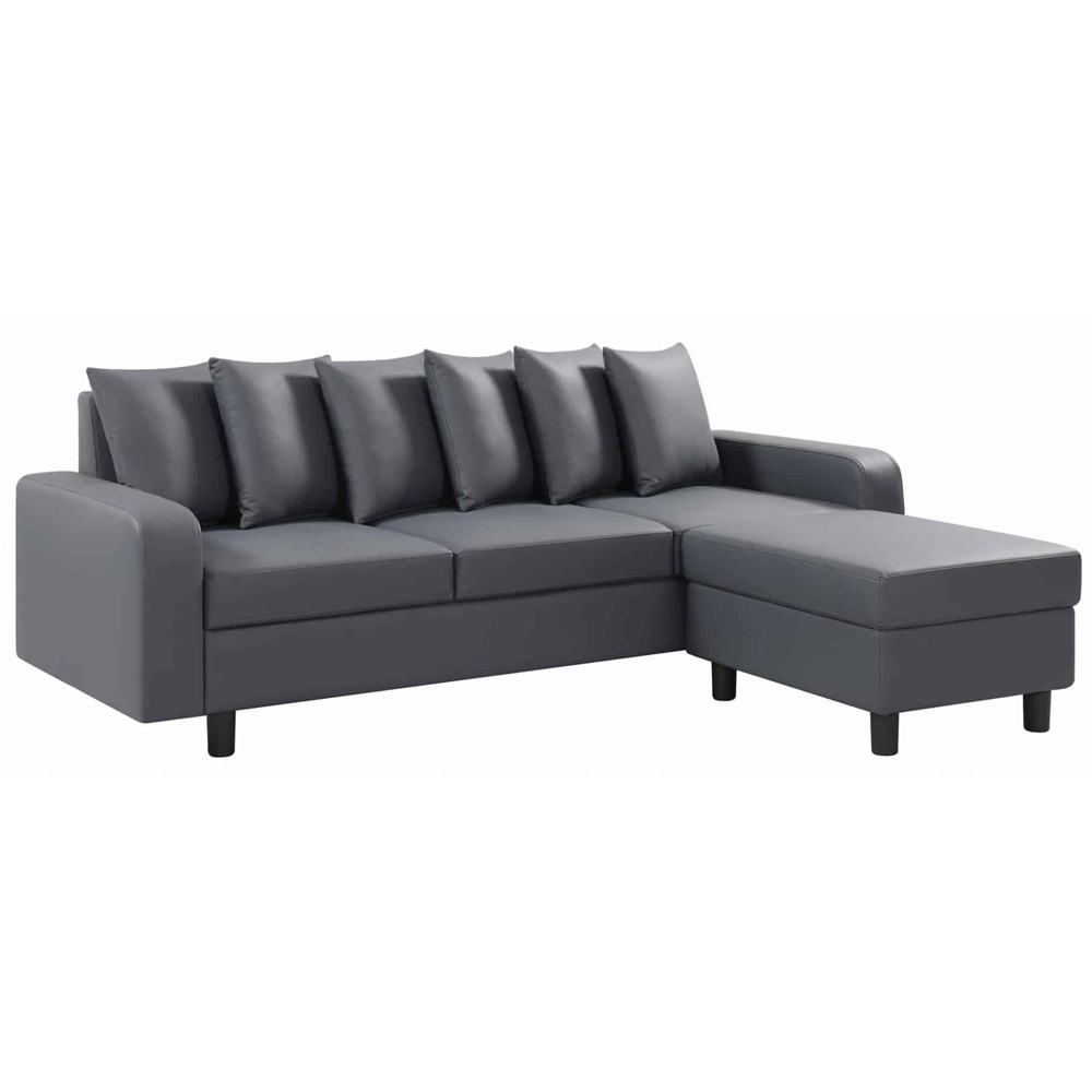 Cornelius Leather Corner Sofa In Grey