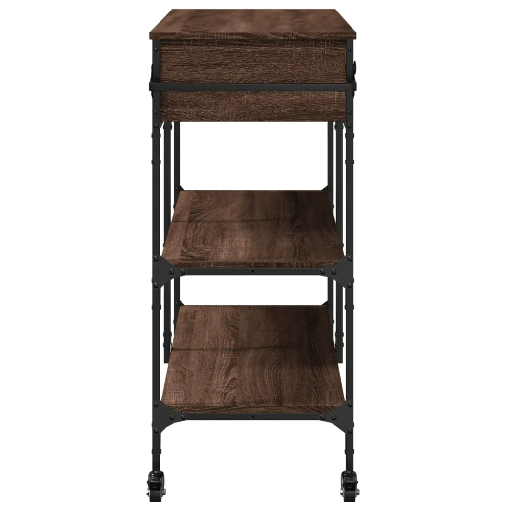 Cornelius Wooden Kitchen Trolley With 2 Drawers In Brown Oak