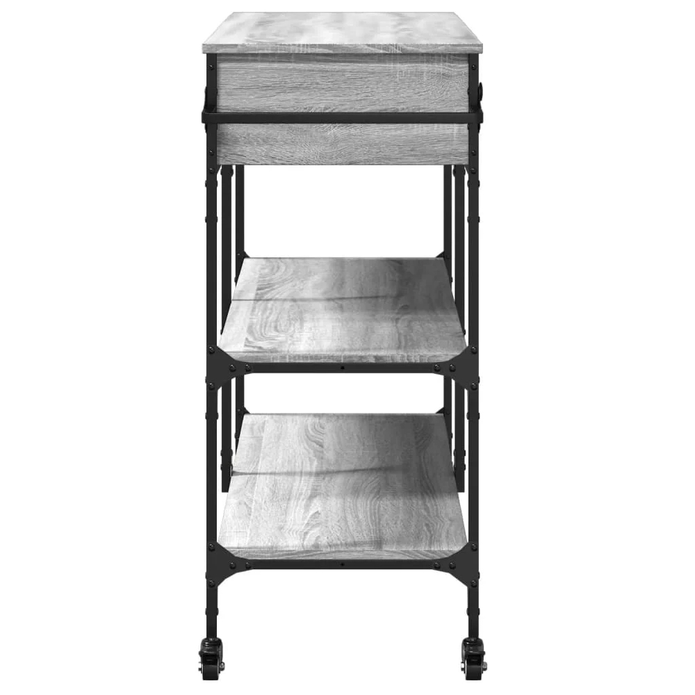 Cornelius Wooden Kitchen Trolley With 2 Drawers In Grey Sonoma