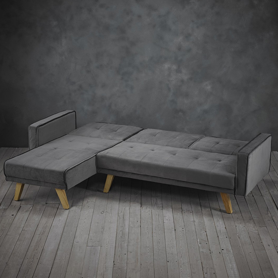 Knowsley Corner Sofa Bed In Grey Fabric With Wooden Legs_2
