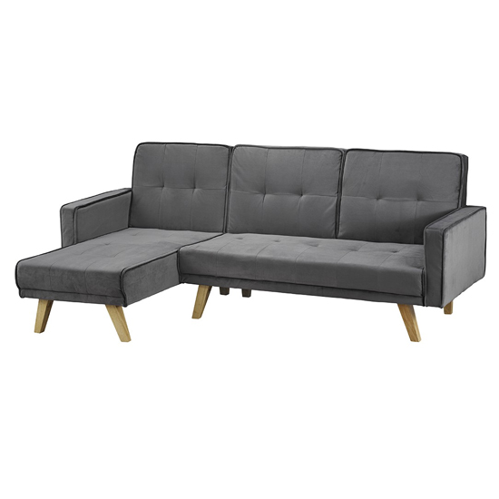 Knowsley Corner Sofa Bed In Grey Fabric With Wooden Legs_3