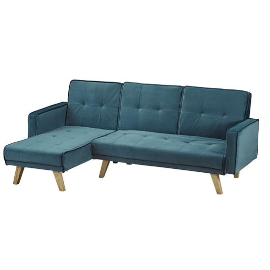 Knowsley Corner Sofa Bed In Teal Fabric With Wooden Legs_3