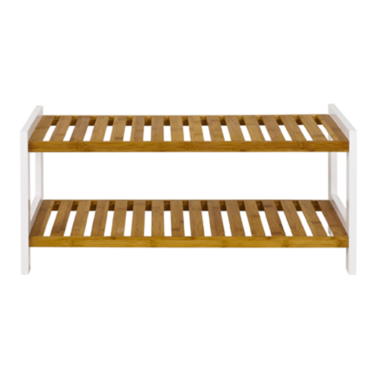 Cornville 2 Shelves Shoe Storage Rack In White And Natural Furniture