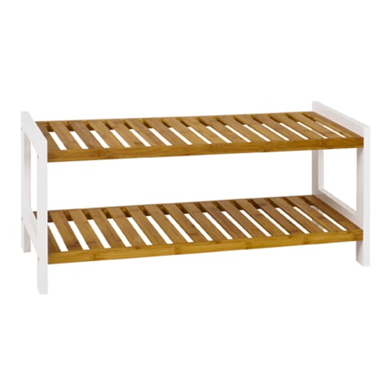 Cornville 2 Shelves Shoe Storage Rack In White And Natural