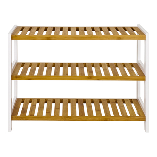 Cornville 3 Shelves Shoe Storage Rack In White And Natural