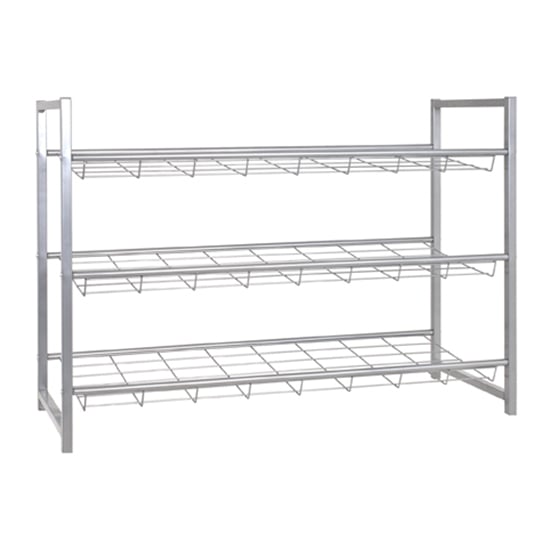 Product photograph of Cornville Metal 3 Shelves Shoe Storage Rack In Aluminium from Furniture in Fashion