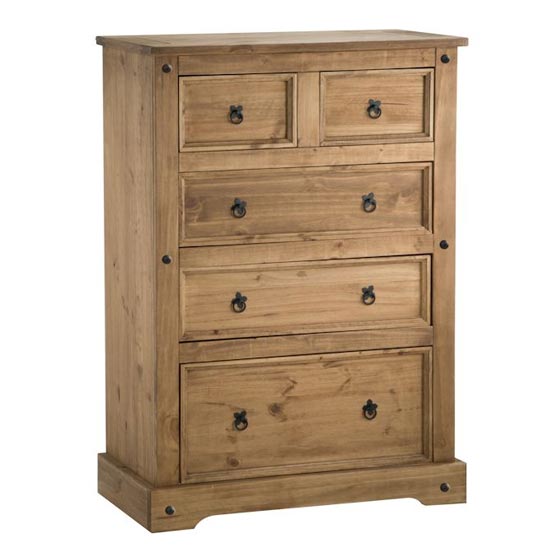 Read more about Corona chest of drawers in waxed pine with 5 drawers