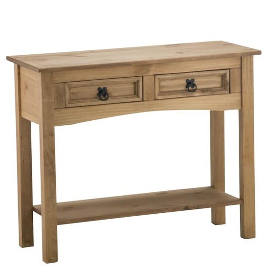 Read more about Corona console table in waxed pine with 2 drawers