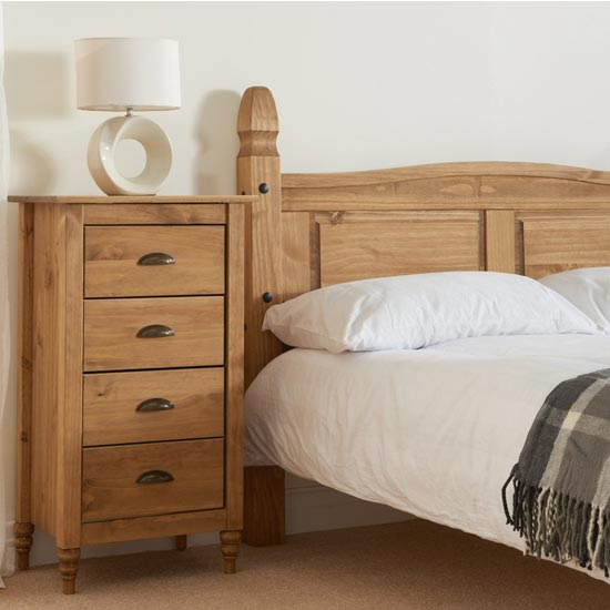 Corona Wooden High End King Size Bed In Waxed Pine FiF