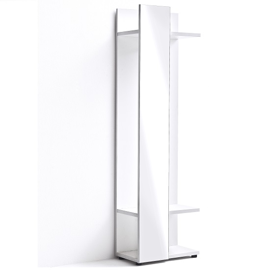 Product photograph of Corona Coat Stand In White Gloss With Mirror from Furniture in Fashion