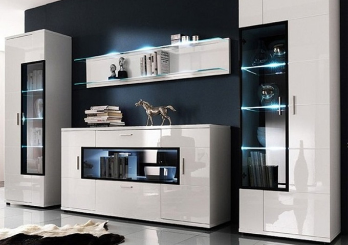 Corona Display Cabinets Display Cabinets Corona Display Cabinet In White High Gloss Glass Right Hand Door