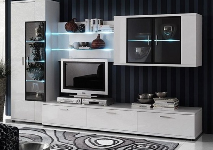 Corona Display Cabinets Corona Display Cabinet In White High Gloss Glass Left Hand Door