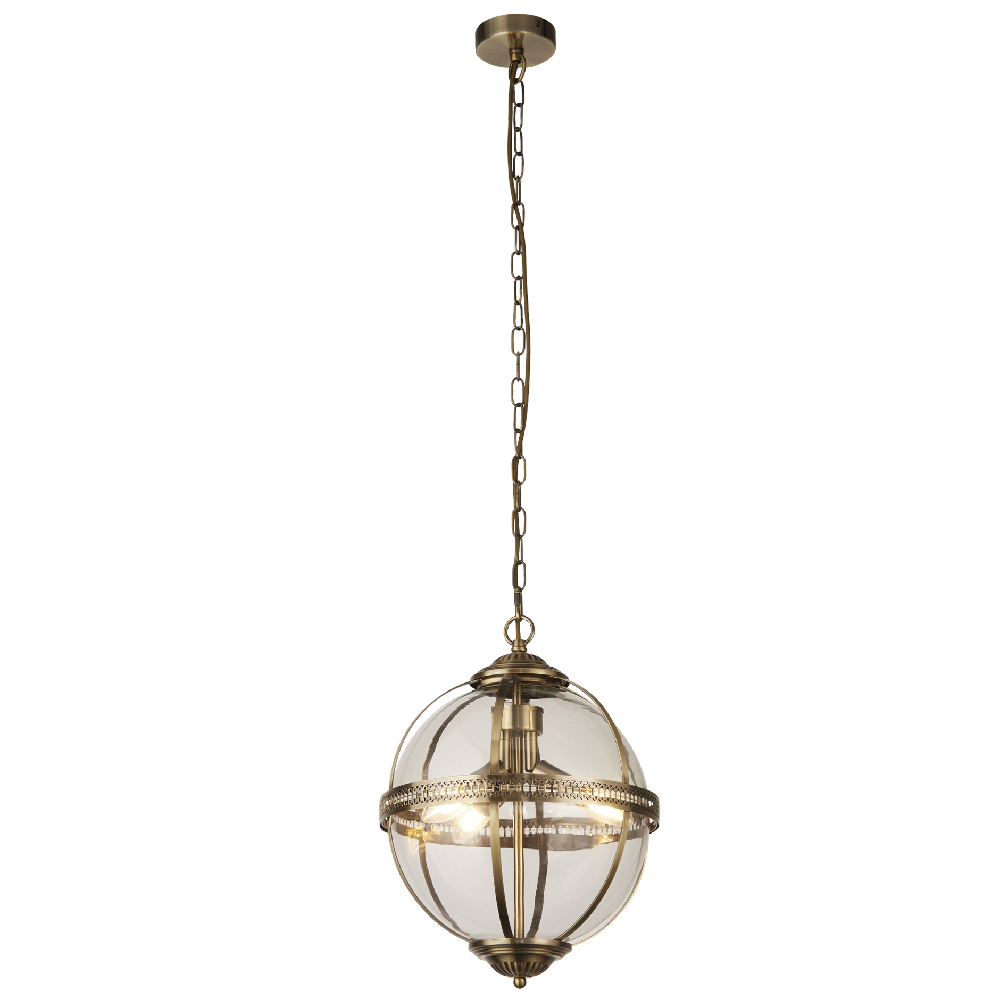 Read more about Coronet 3 light pendant light in antique brass