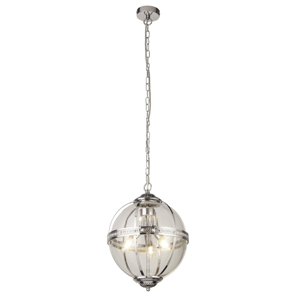 Read more about Coronet 3 light pendant light in chrome and silver