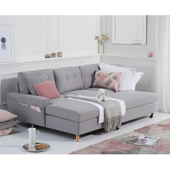 Coreen Linen Left Hand Facing Chaise Sofa Bed In Grey_3
