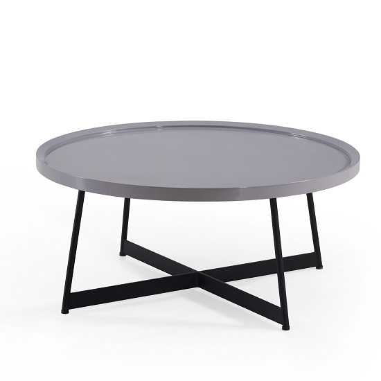 Product photograph of Corrick Circular Coffee Table In Grey High Gloss And Metal Legs from Furniture in Fashion