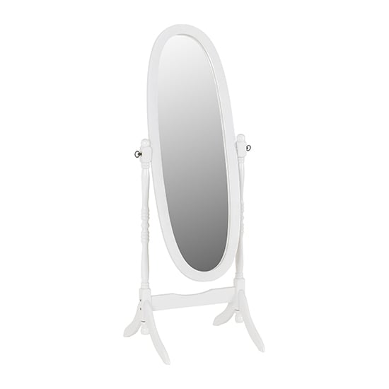 Product photograph of Corrie Floor Standing Cheval Dressing Mirror In White from Furniture in Fashion