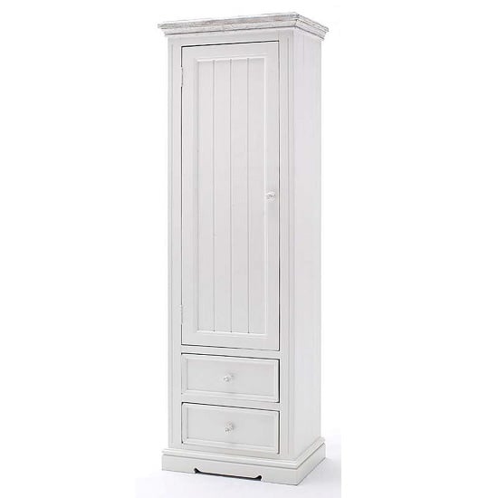 Corrin Wooden Left Shoe Cupboard In White With 1 Door 2 Drawers
