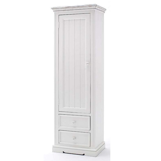 Corrin Wooden Left Shoe Cupboard In White With 1 Door 2 Drawers