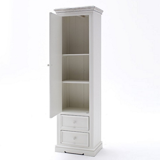 Corrin Wooden Left Shoe Cupboard In White With 1 Door 2 Drawers_2