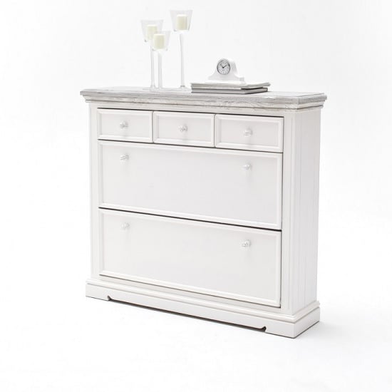 Photo of Corrin wooden shoe cupboard wide in white with 2 flaps doors