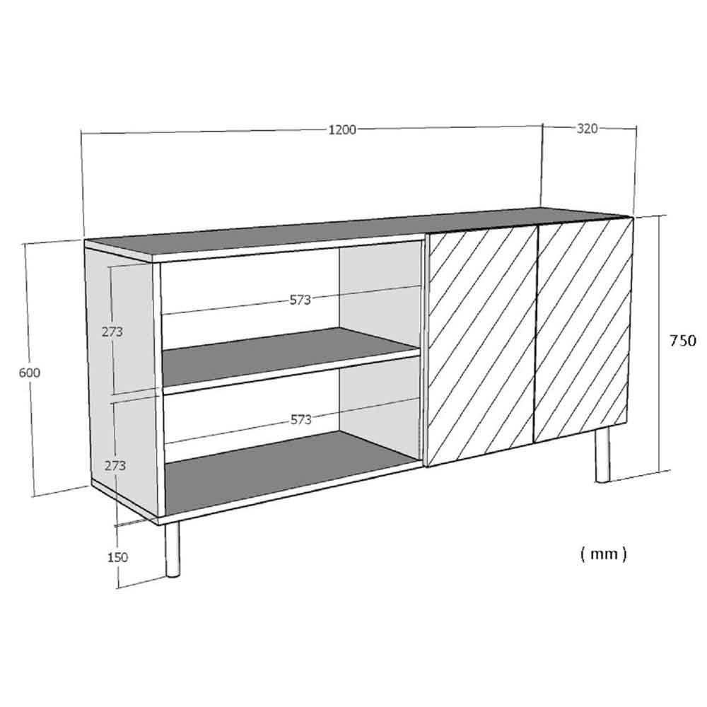 Corsa Wooden Sideboard with 4 Doors in Anthracite