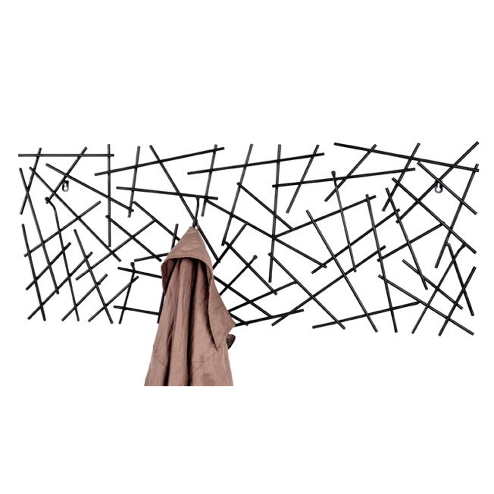 Corsicana Large Metal Wall Hung Coat Rack In Black